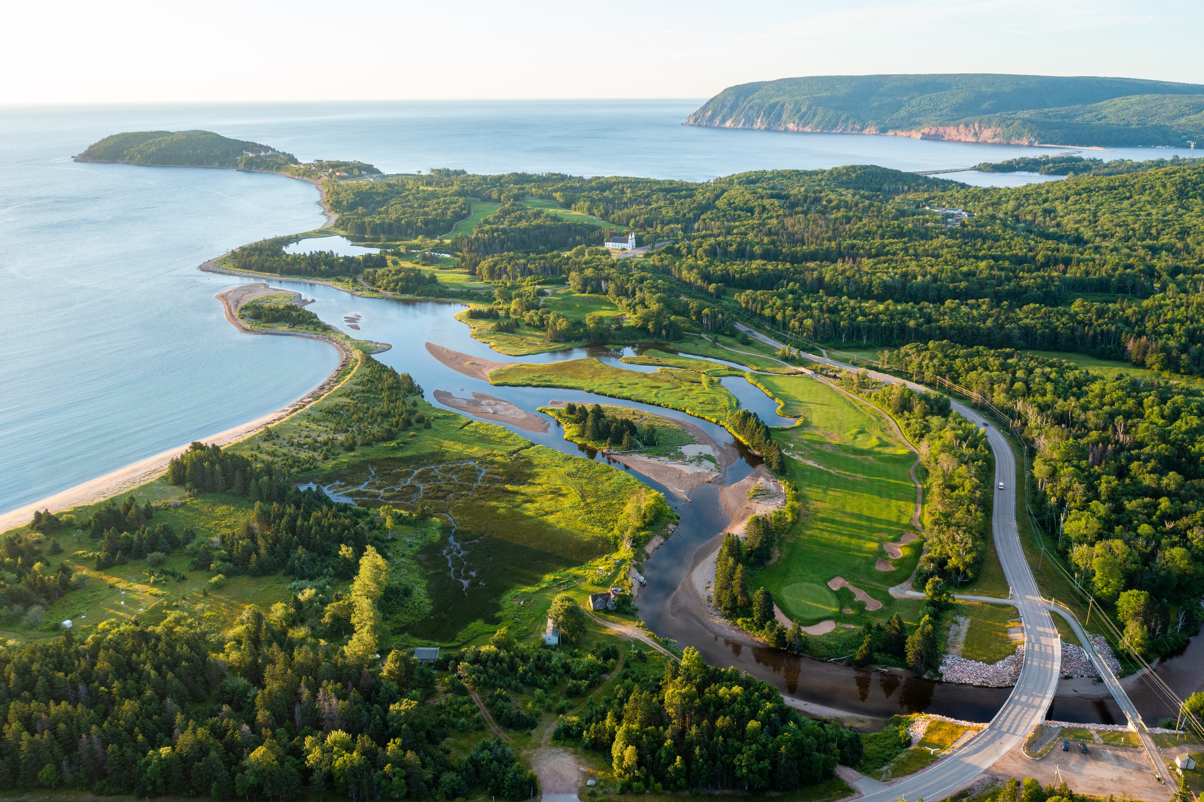 Golf course along rugged coastline